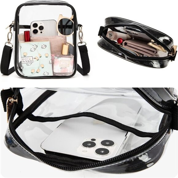 Clear Crossbody Bag, Stadium-Approved PVC Clear Purse, Transparent Messenger Bag - Picture 4 of 8